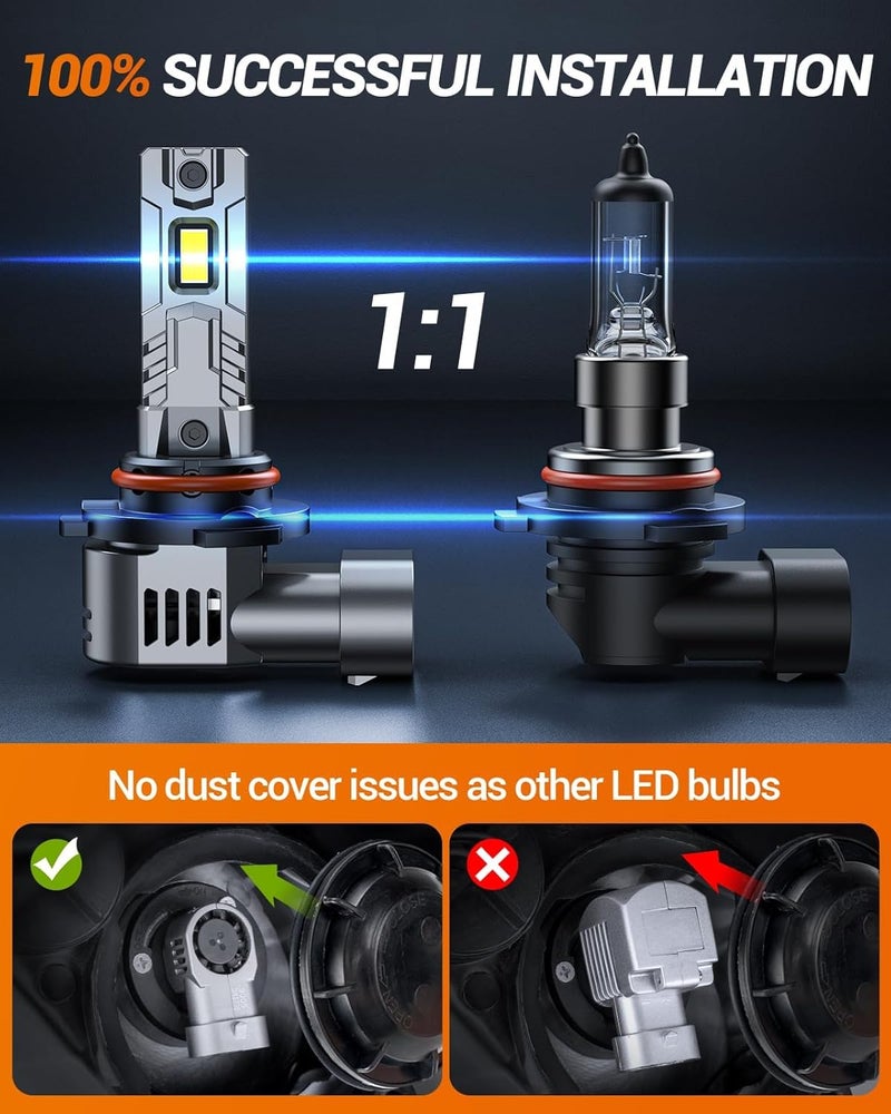 SEALIGHT 9005/HB3 9006/HB4 Fog Light Bulb, 80000LM Ultra Bright, 2x 9005 & 9006 Bulbs in Pack - Image 4